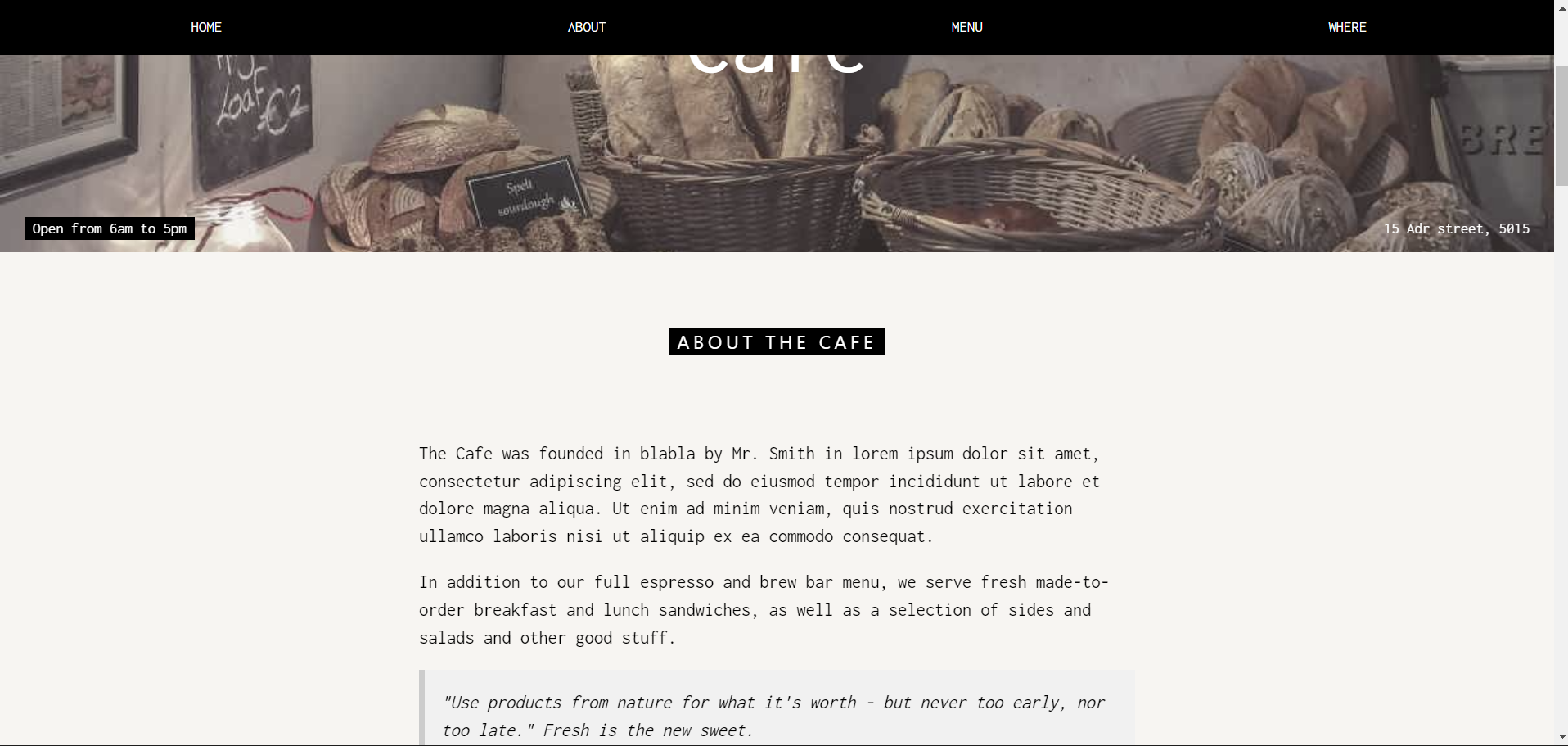 Coffee Shop Landing Page