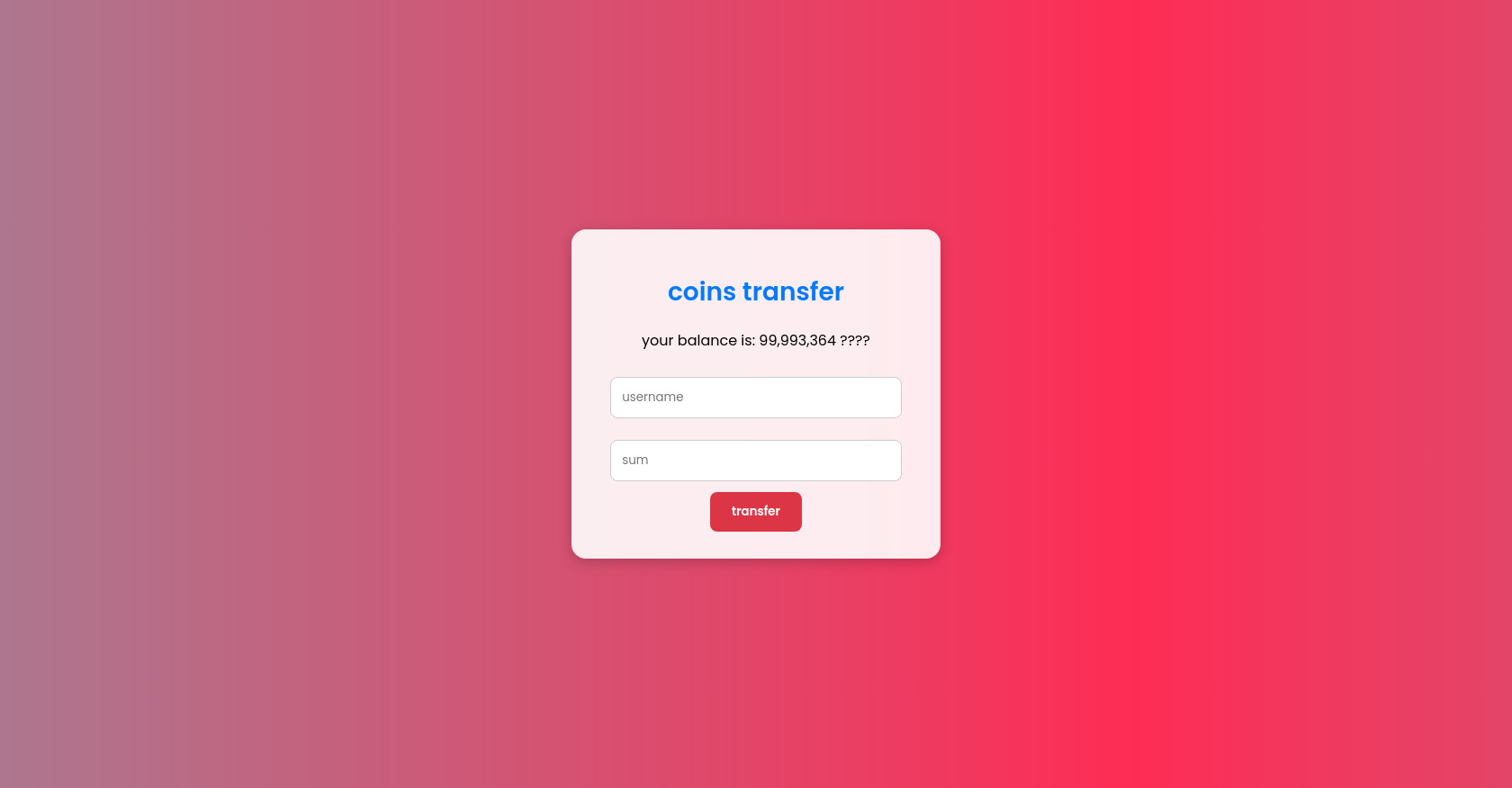 Coin Transfer Form with Payment Selection