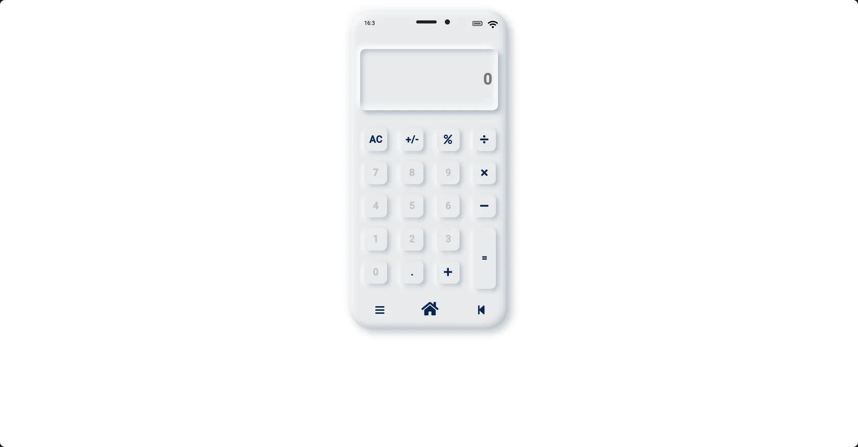 Calculadora UI - Neumorfismo - blanco