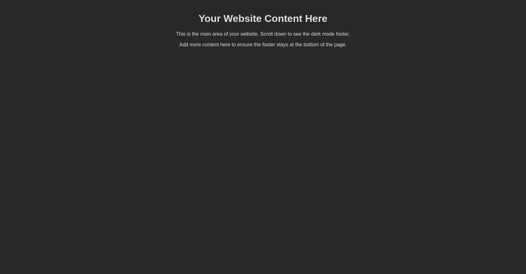 Código HTML CSS del pie de página del sitio web en modo oscuro