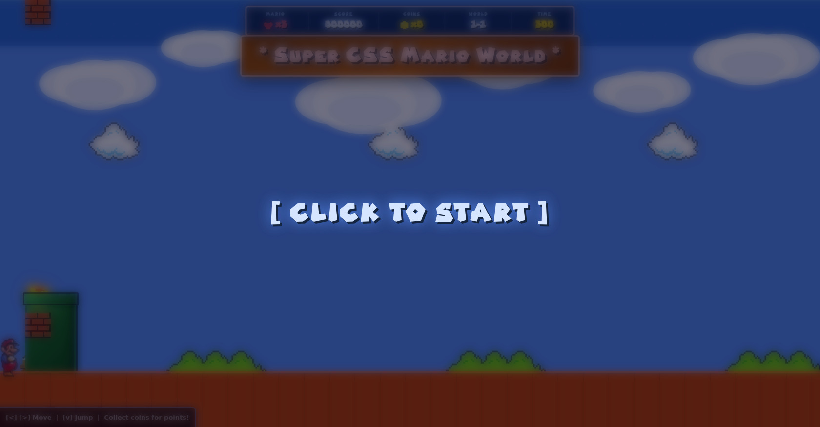 CSS Mario Game: Scroll Animation & Pixel Art