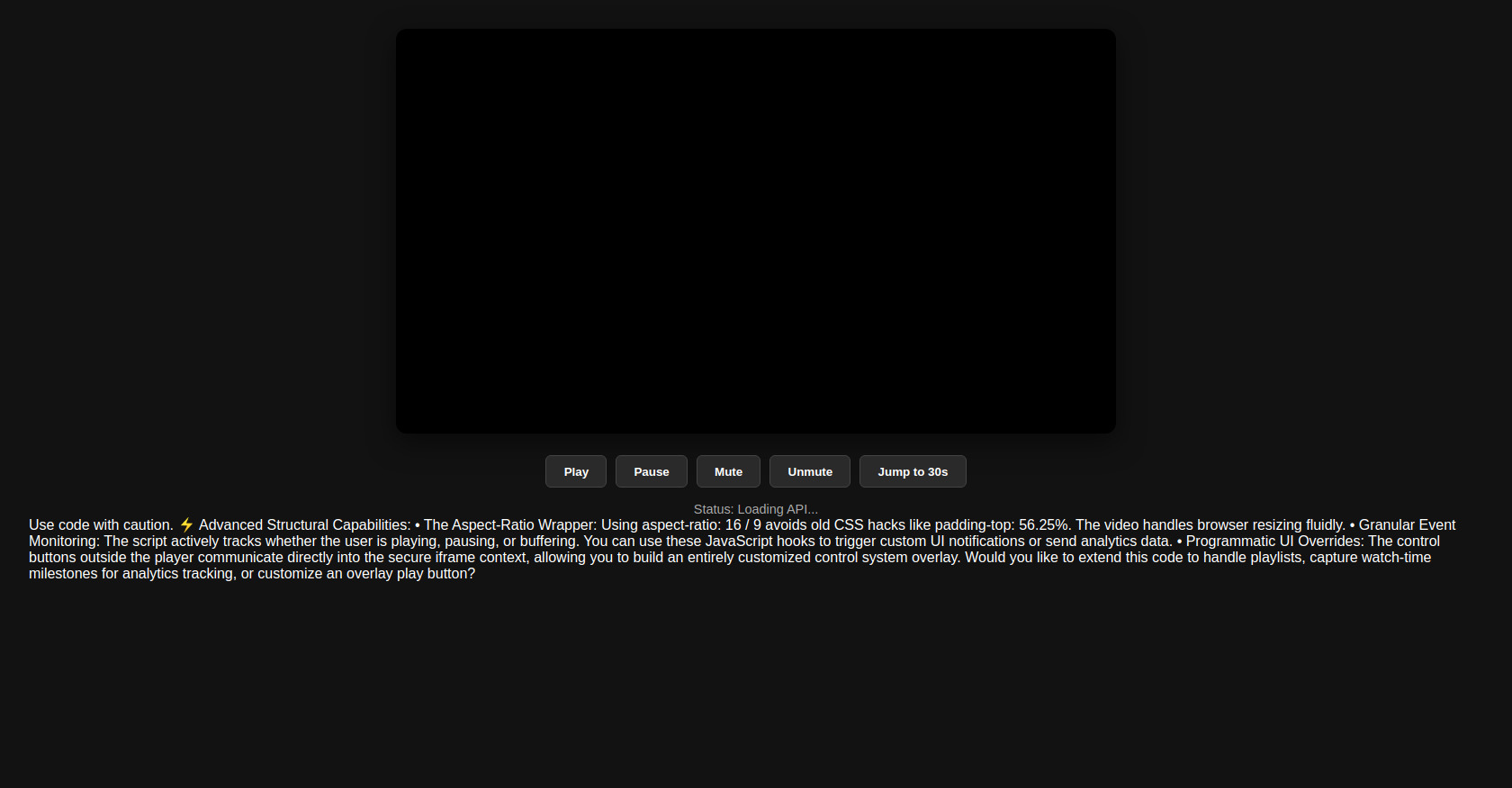 Custom YouTube Player Controls in HTML and JavaScript