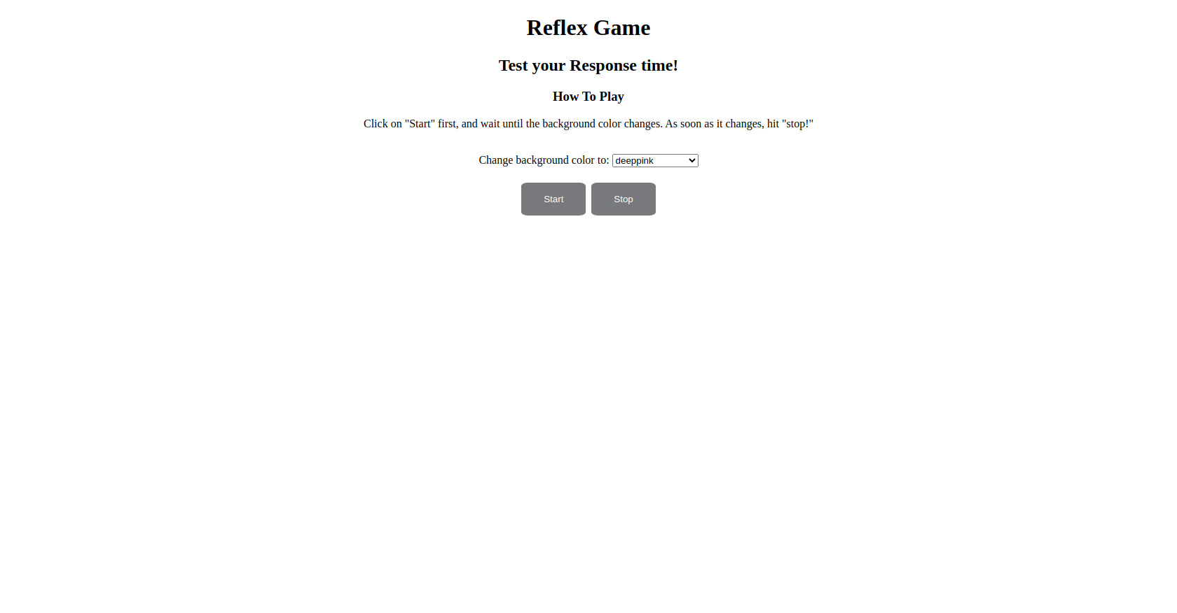 Reflex Game: JavaScript Response Time Test