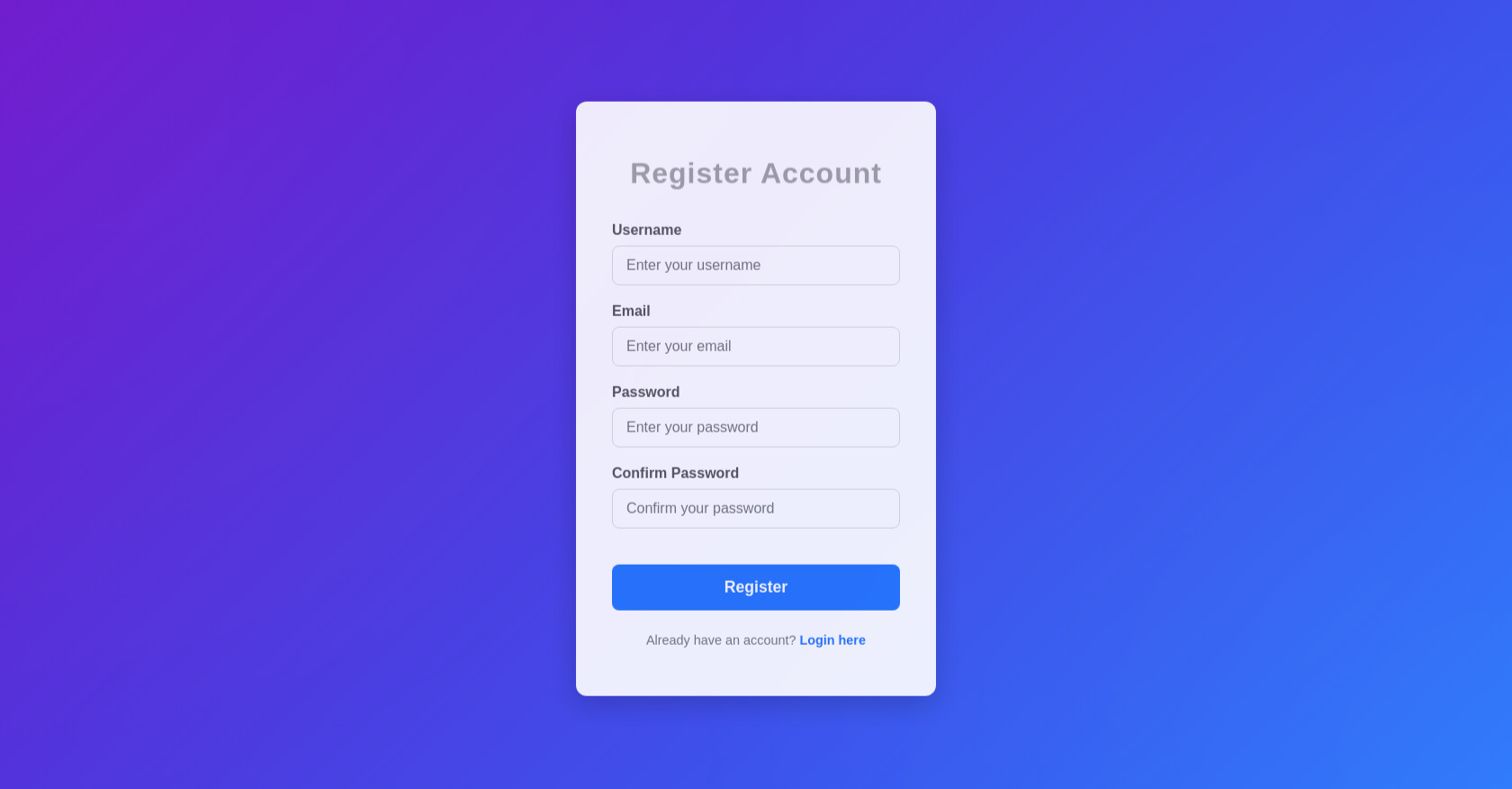 Animated HTML Register Form