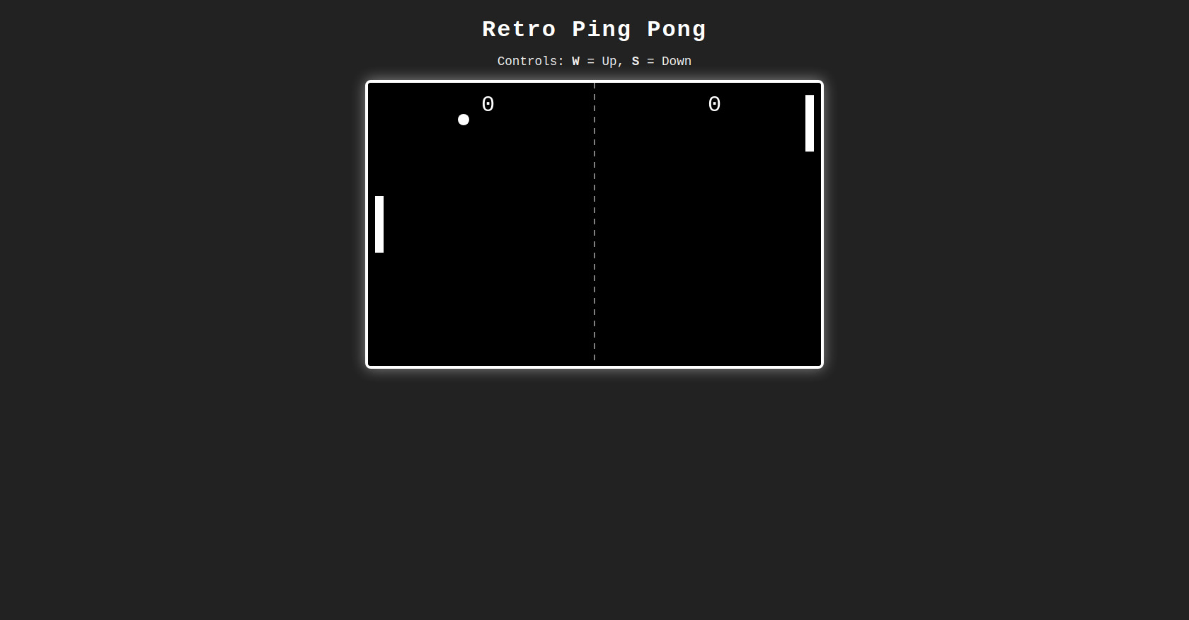 Retro JavaScript Ping Pong Game in HTML5 Canvas