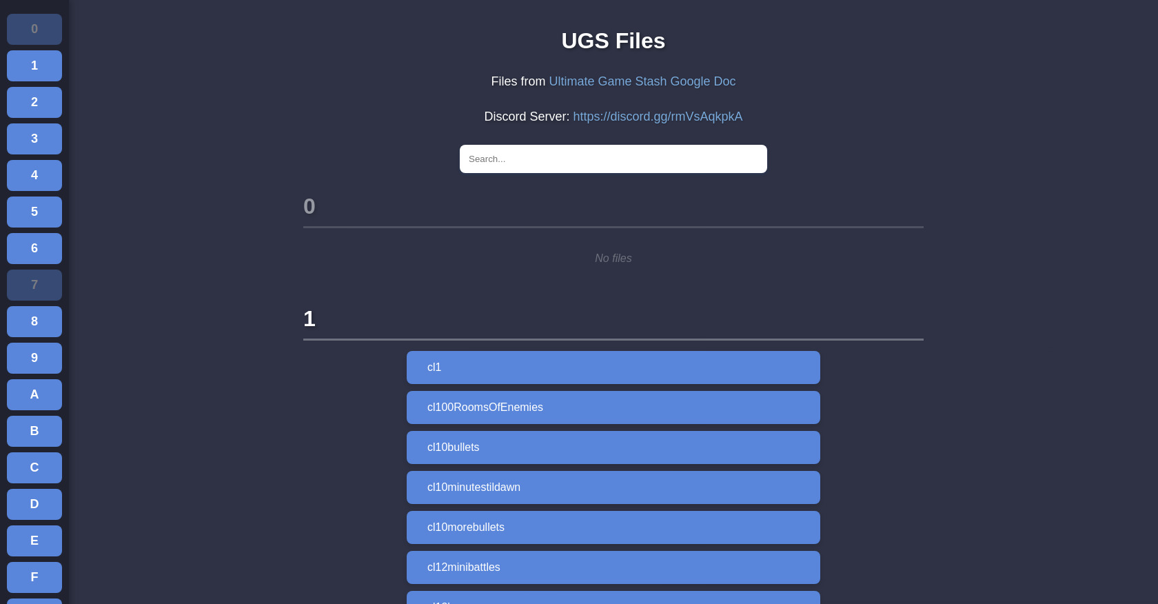 UGS File List with Sidebar & Search