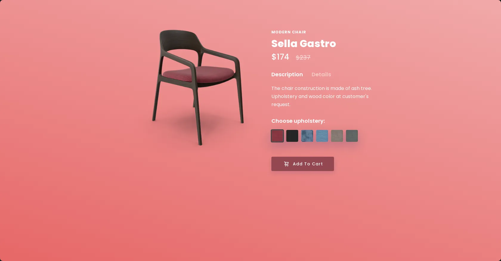 Page de vente de chaises