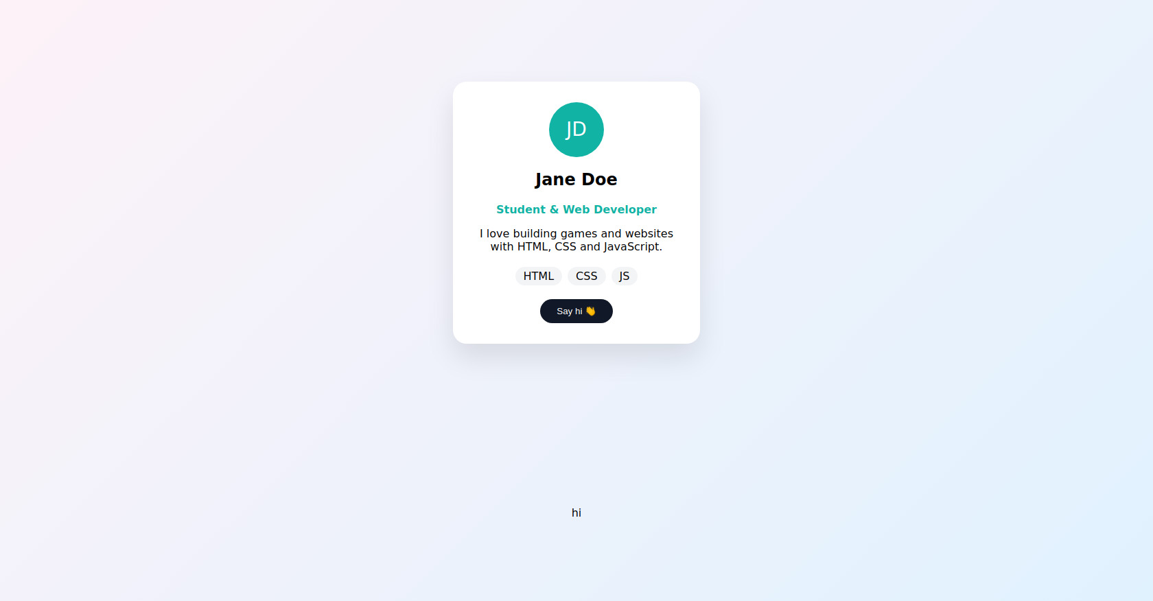 Interactive Profile Card with HTML CSS and JavaScript – Version 2
