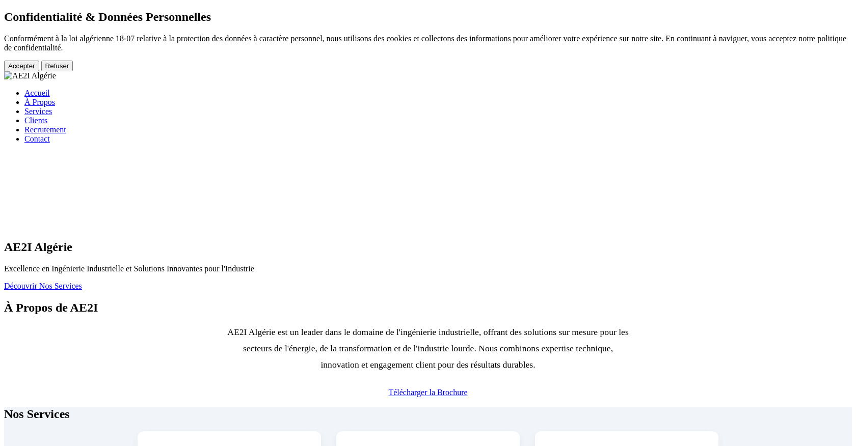 AE2I Algérie: Industrial Engineering & Solutions Website