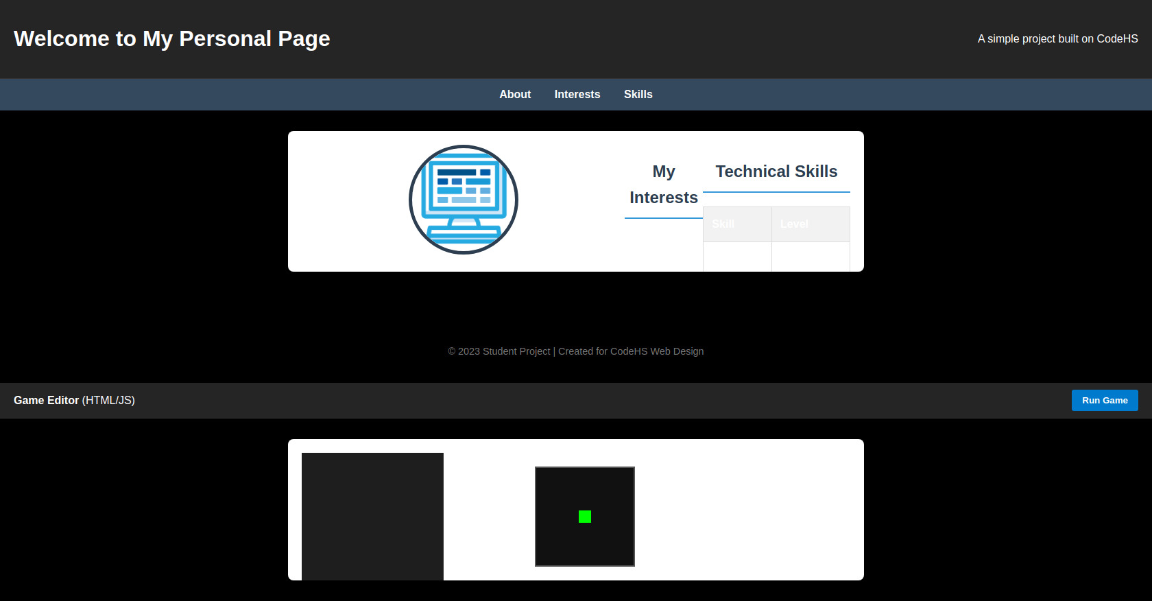 HTML CSS Personal Page Template