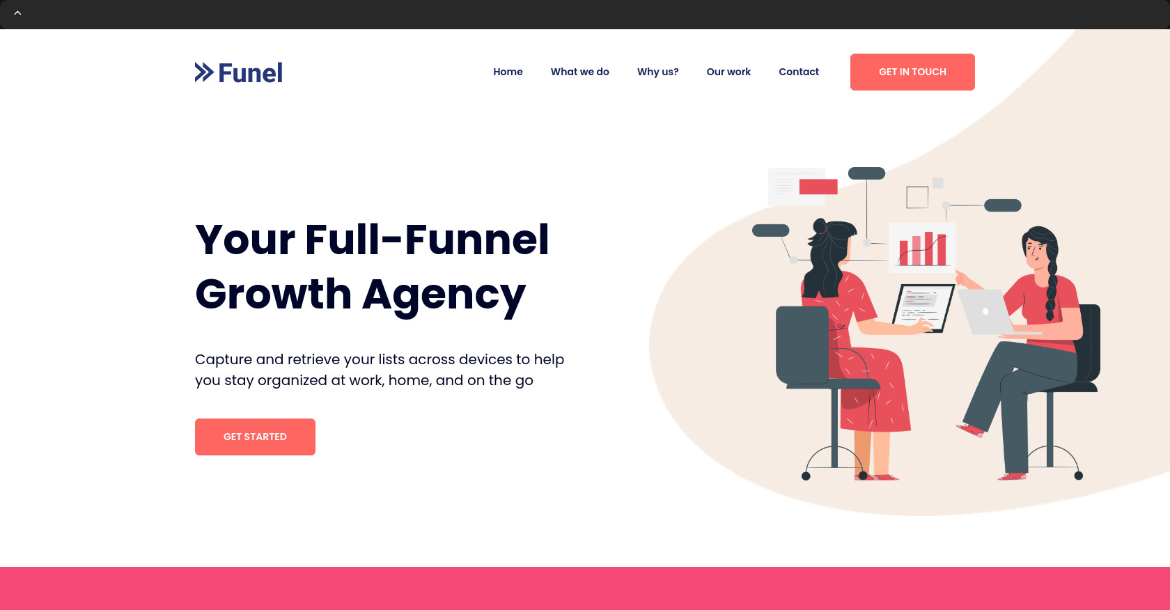 Page de destination d'une agence de marketing numérique