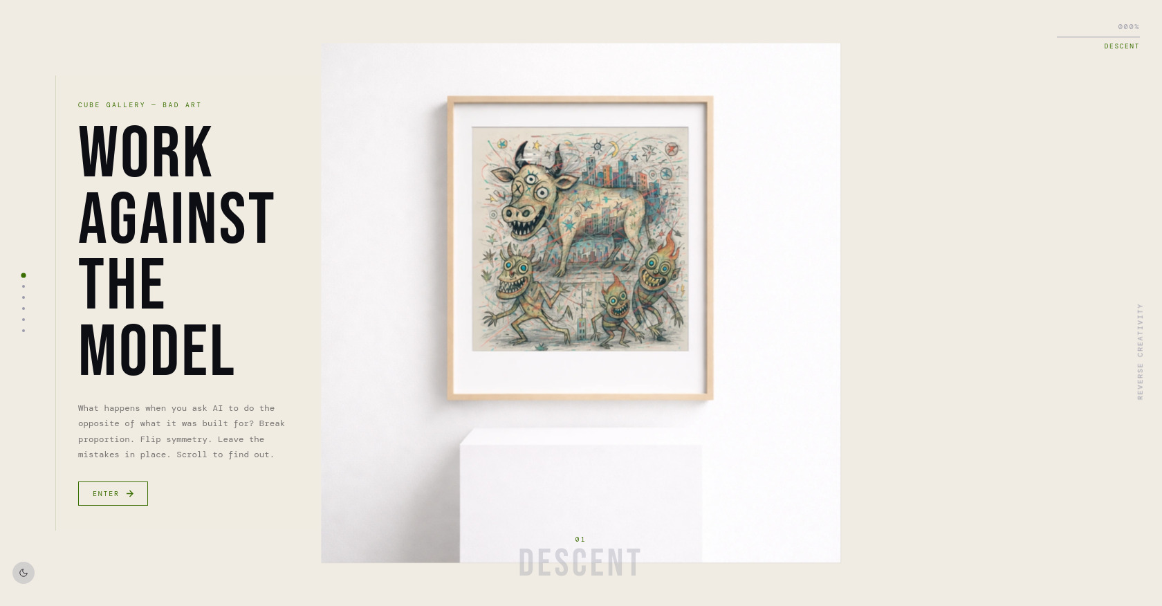 Galerie de cubes 3D avec sections artistiques défilables