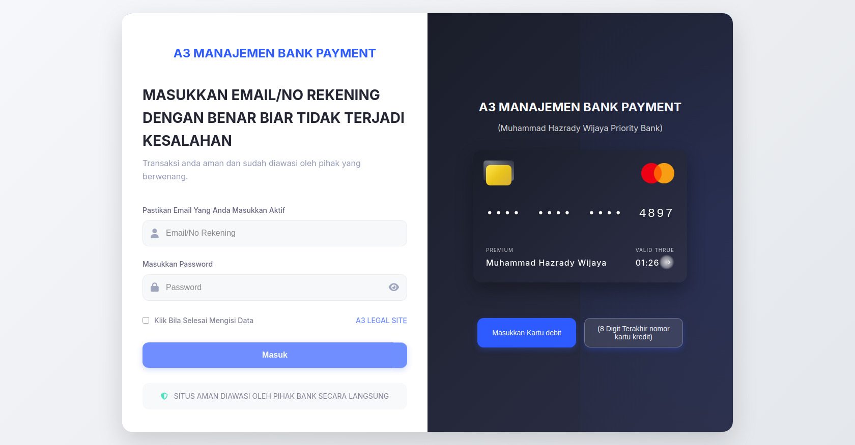 HTML-, CSS- und JS-Vorlage für das Online-Banking-Anmeldeformular