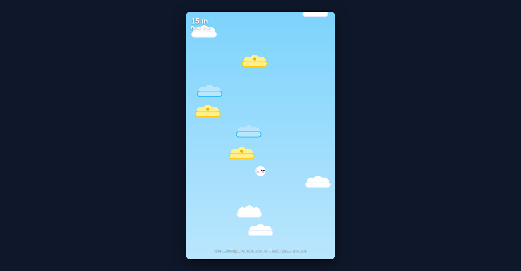 Jeu Cloud Jumper en HTML Canvas et JavaScript