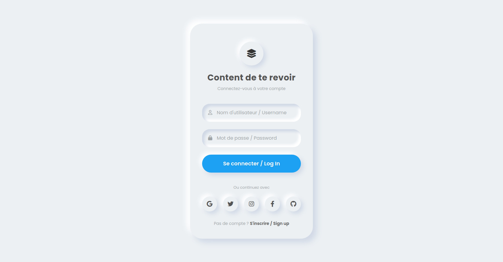 Modèle de formulaire de connexion HTML réseaux sociaux