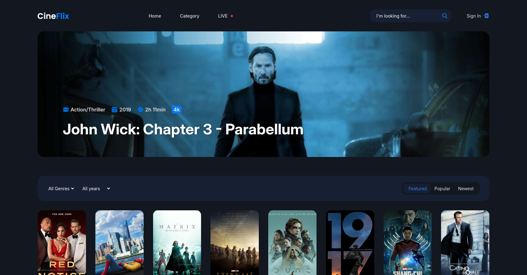 Movie Website HTML Template