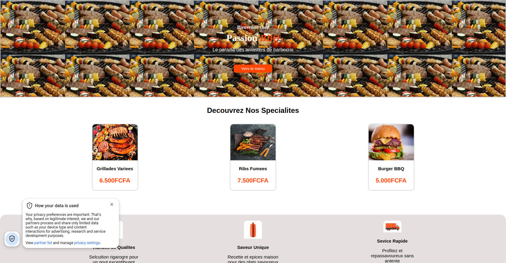 sitio web del restaurante