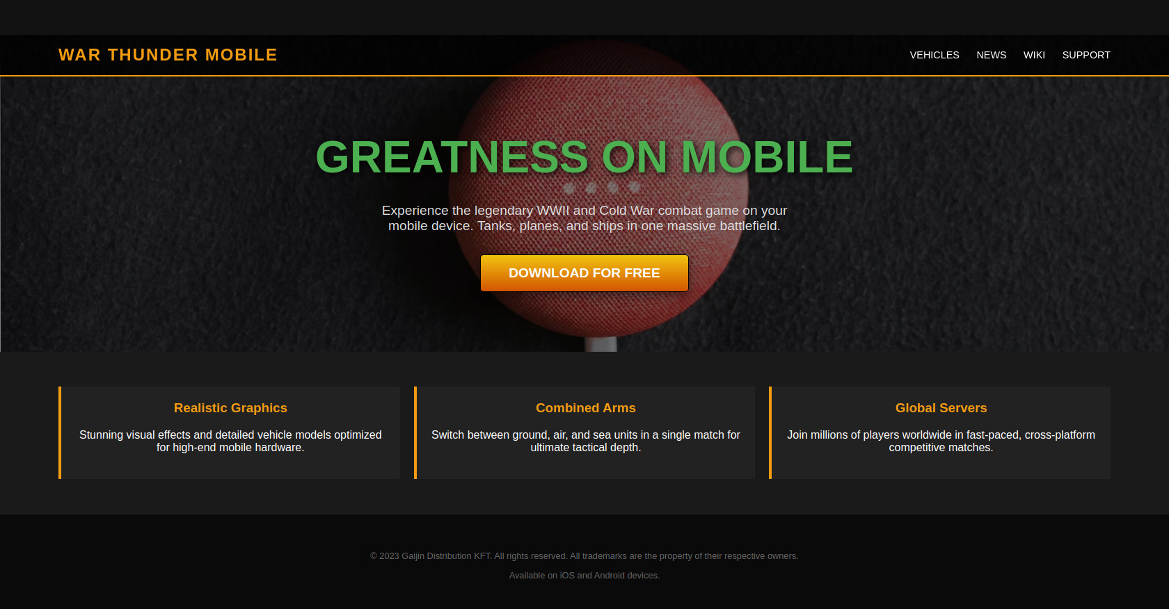 War Thunder Mobile HTML Landing Page Example