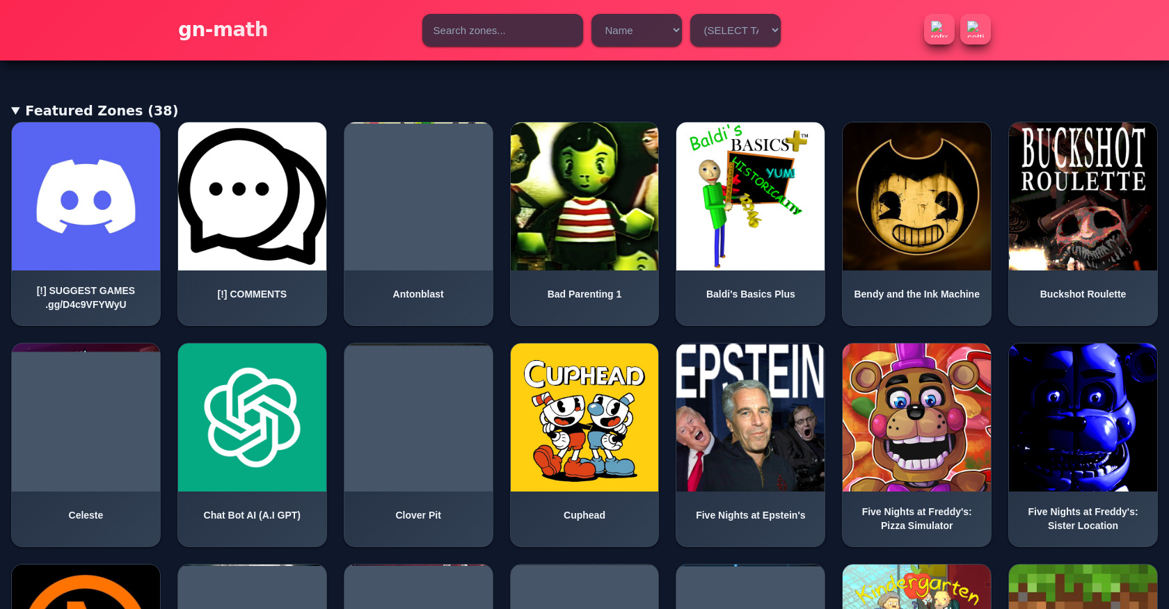 Jeux débloqués HTML : Zones de recherche, de tri et de jeu