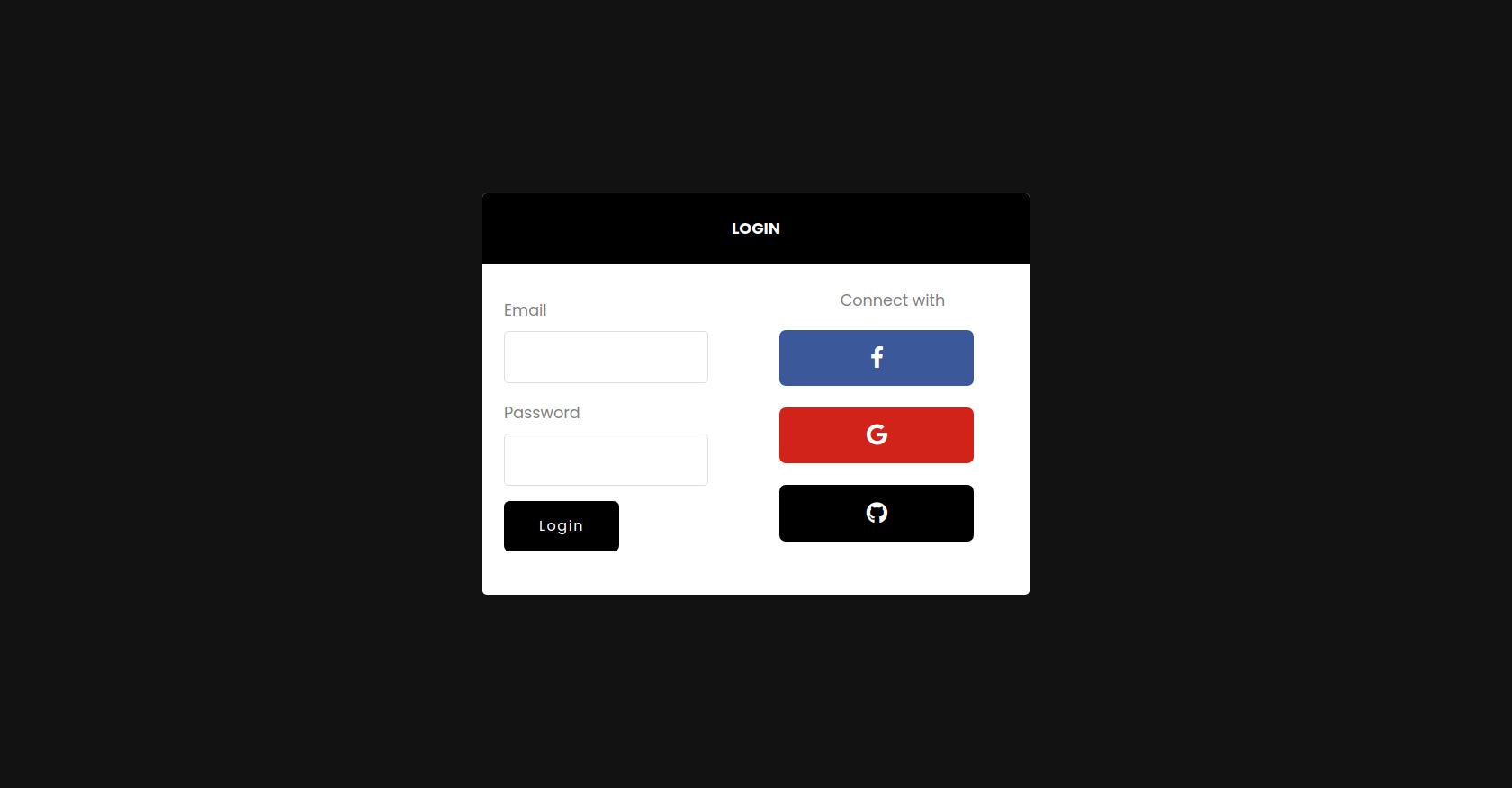 HTML Login Form Example with Social Login