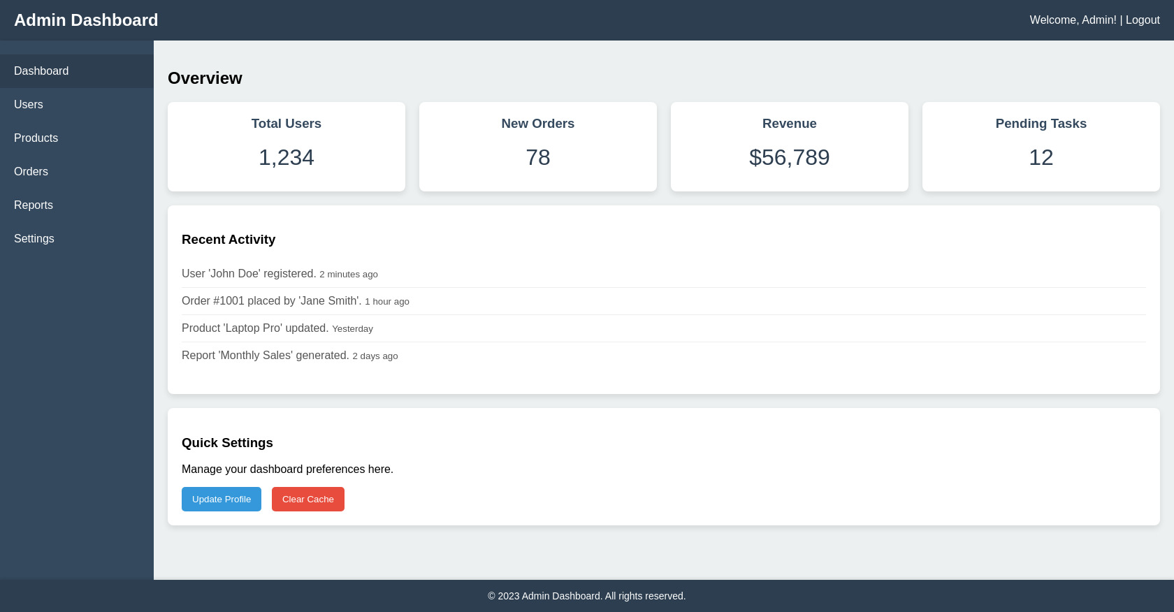 HTML Admin Dashboard Template