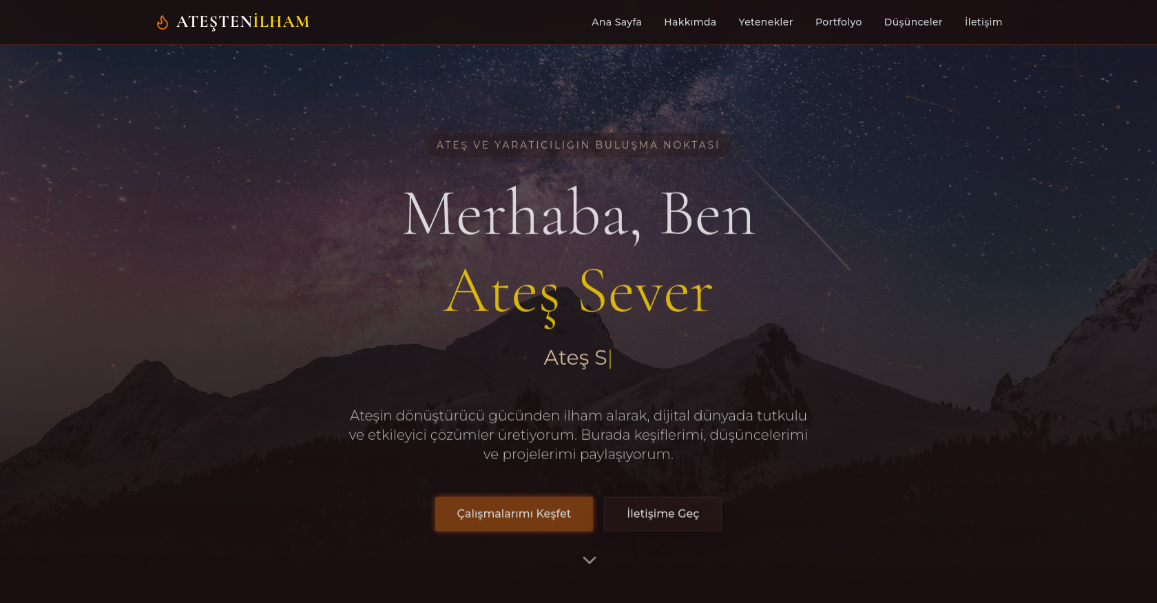Ateşten İlham: Web Developer Portfolio (Tailwind CSS)