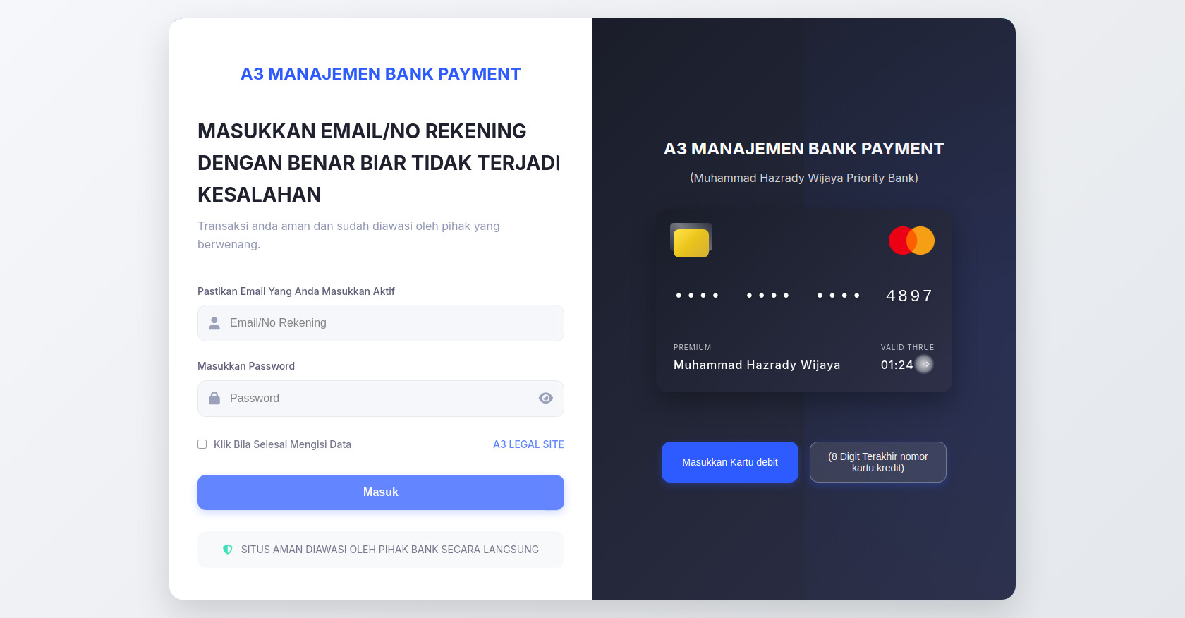Banking Login Form HTML CSS JavaScript