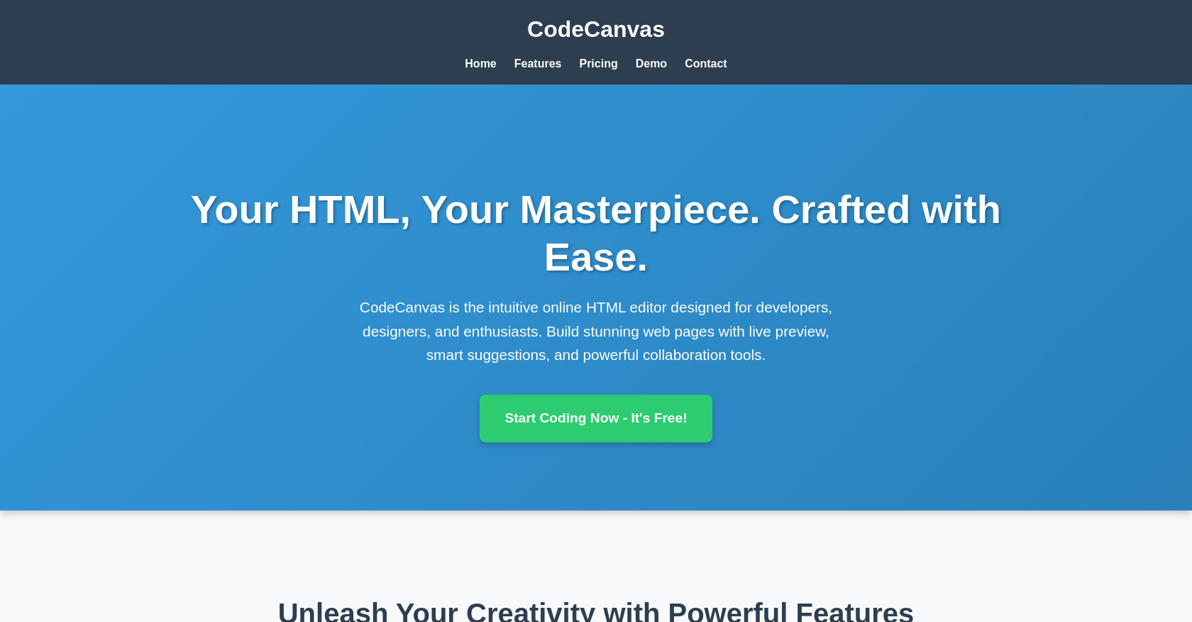 Online HTML Editor | CodeCanvas - Free Web Dev Tool