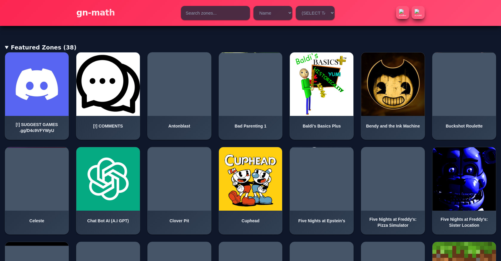 Unblocked Games: GN-Math HTML Game Zone Directory