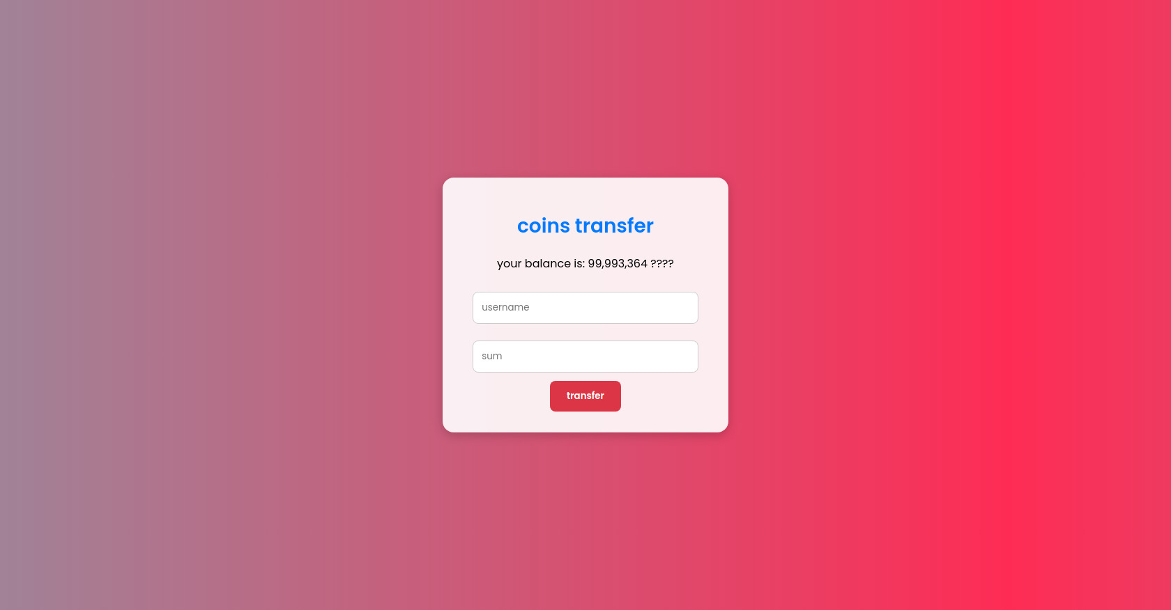 Coin Transfer HTML Form with Payment Selection