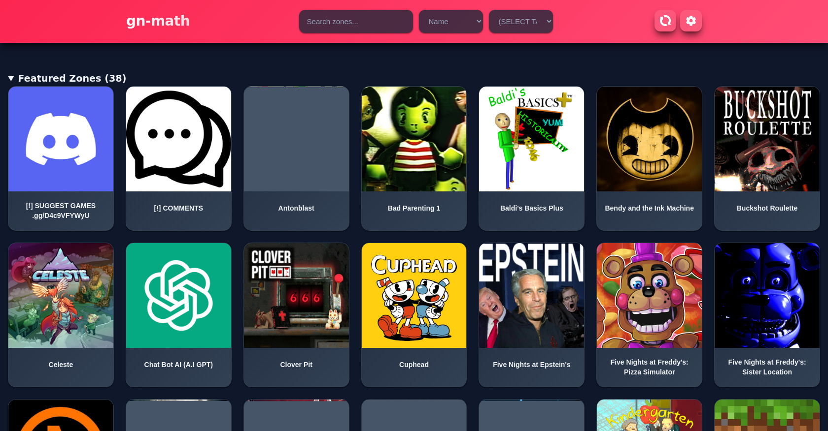 GN-Math: Unblocked Games, Search, Sort, and Play