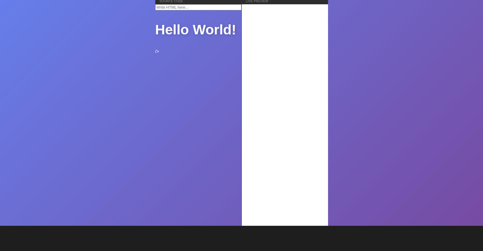 HTML Editor: Live Preview Code Snippet