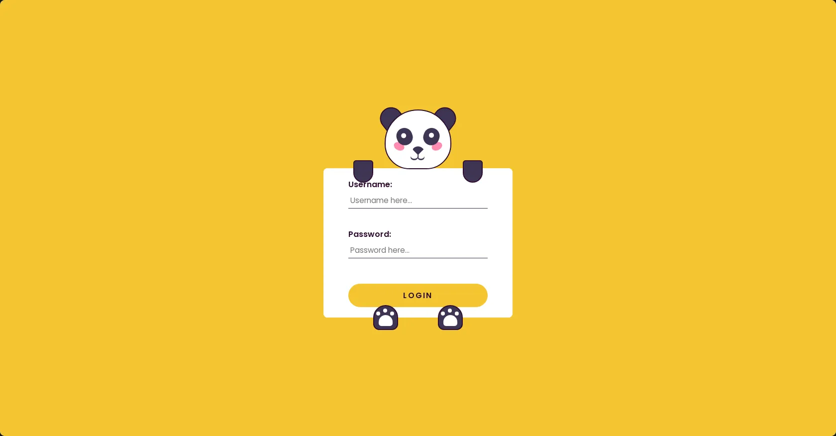 Formulario de inicio de sesión de Panda