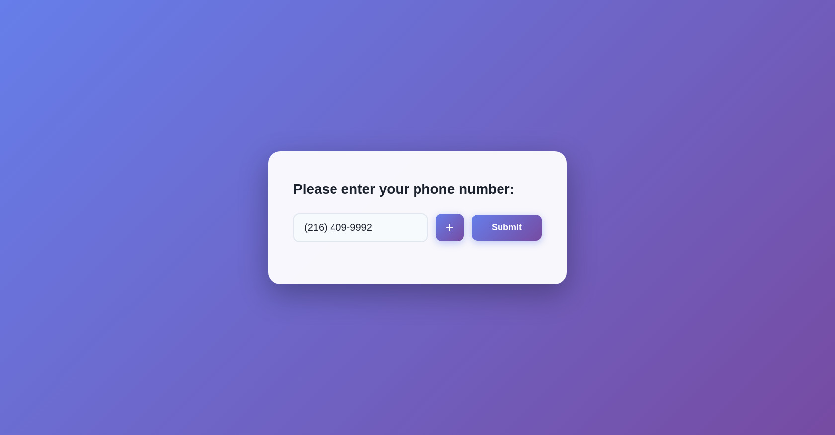 HTML Phone Number Input Form with Plus Button