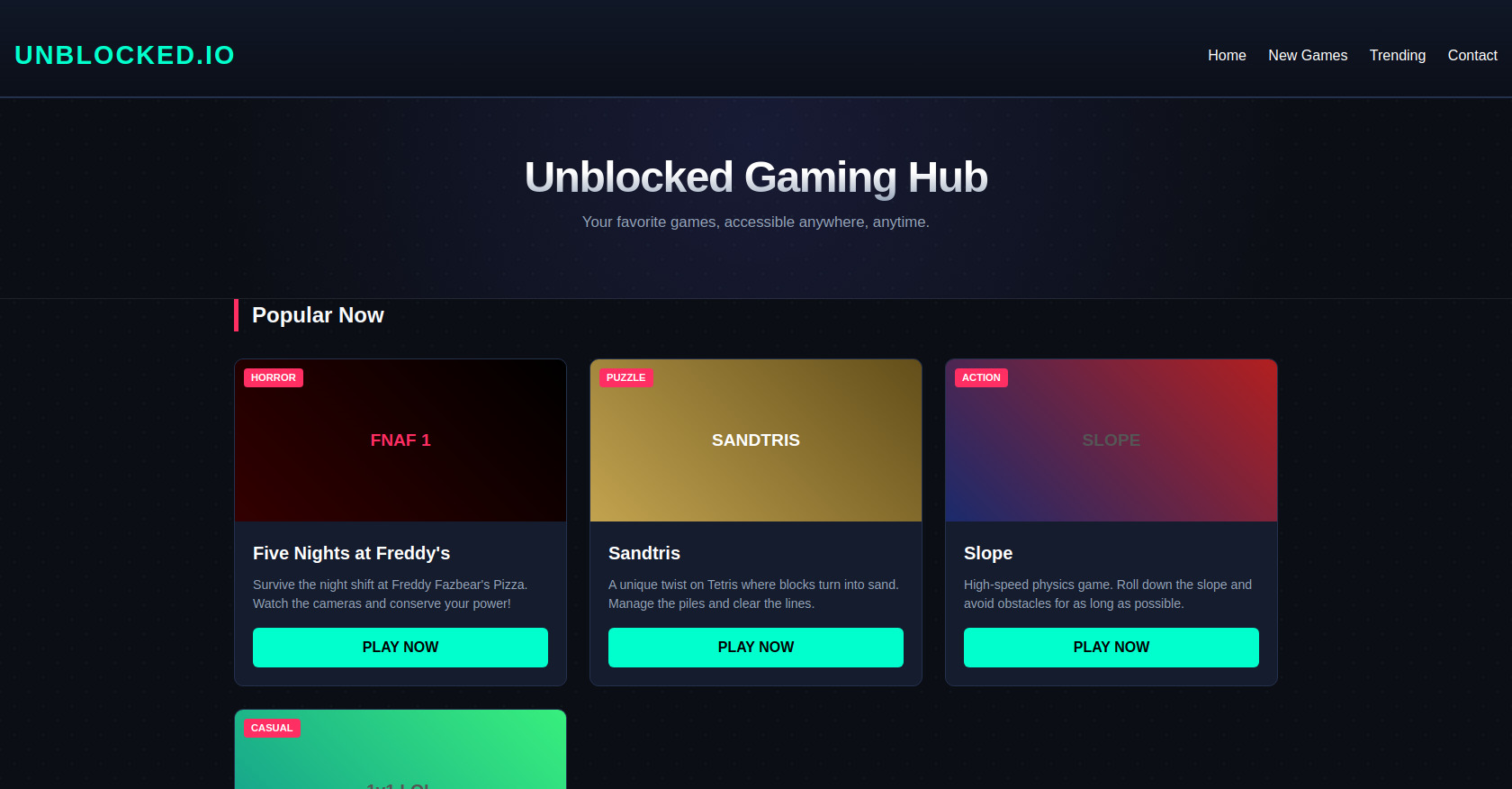 Dark Gaming Portal Website Layout with HTML and CSS