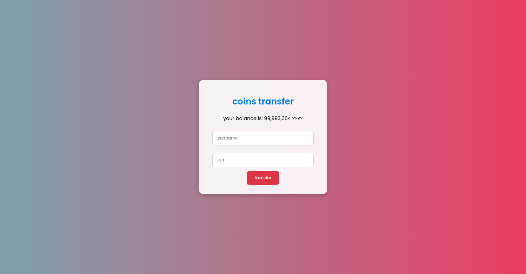 Coin Transfer HTML Form with Payment Selection