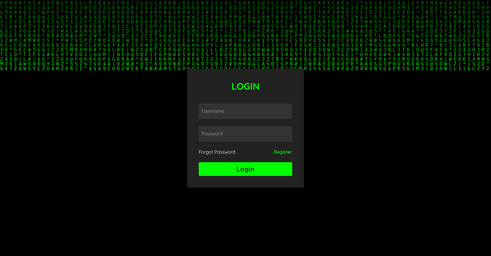 HTML Login Form with Matrix Canvas Background