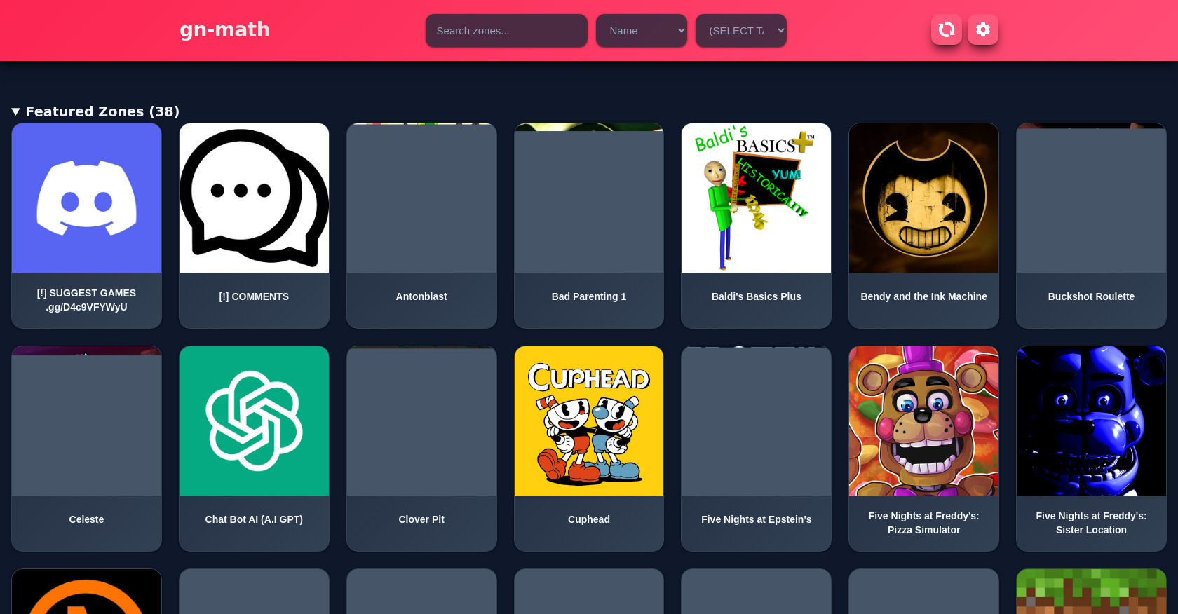GN-Math: Unblocked Games, Search, Sort, and Play