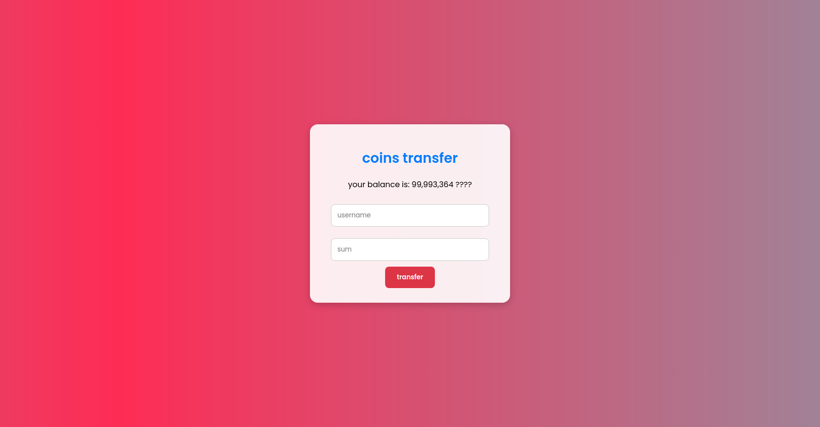 Coin Transfer Form with Payment Selection Popup