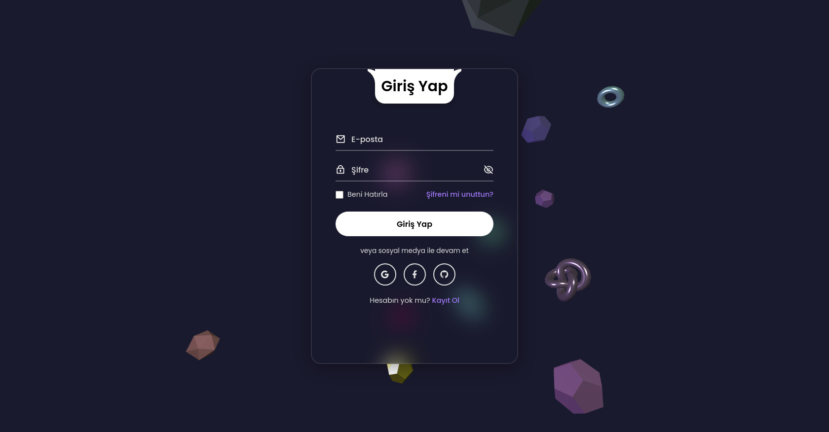 Login & Registration Form with 3D Background