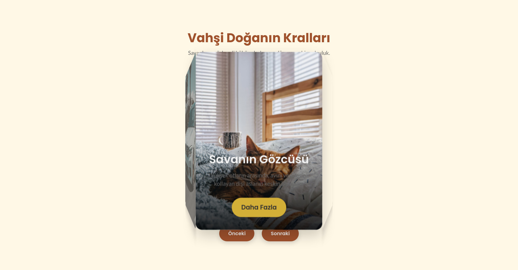 3D Lion Card Carousel HTML CSS & JavaScript