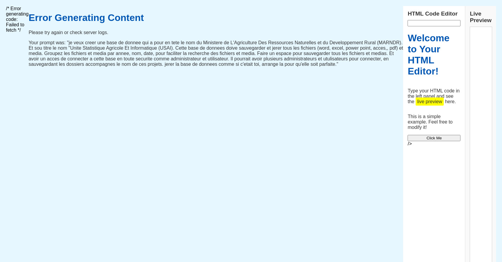 Live HTML Editor: Code, Preview, and Update