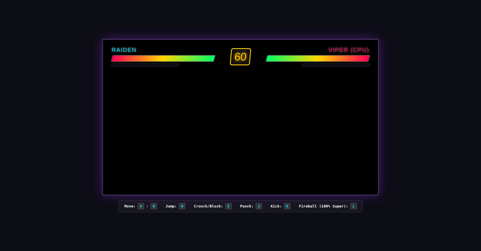 Cyberpunk 2D Fighting Game in HTML Canvas and CSS