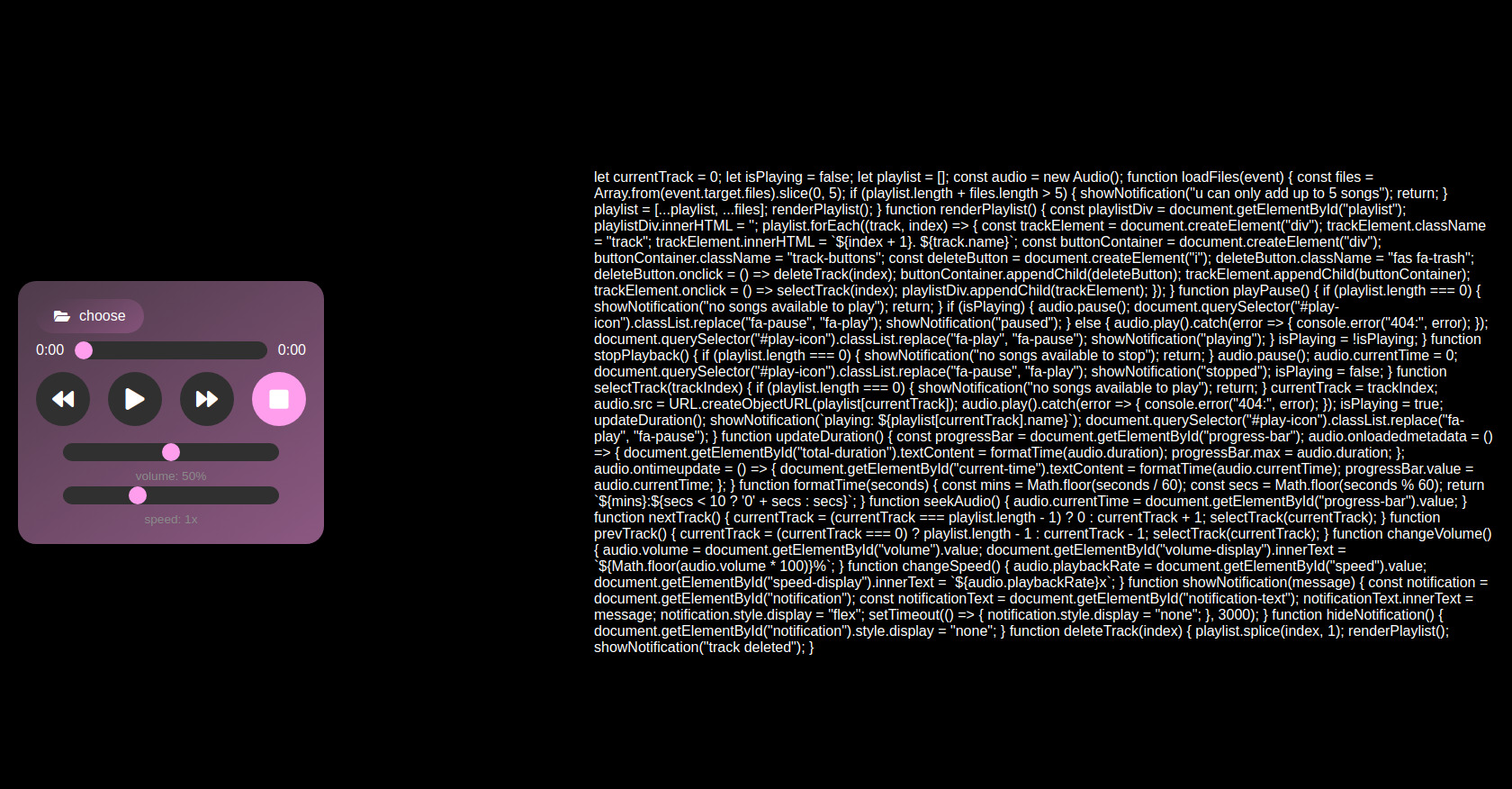 HTML Audio Player with Playlist and Controls